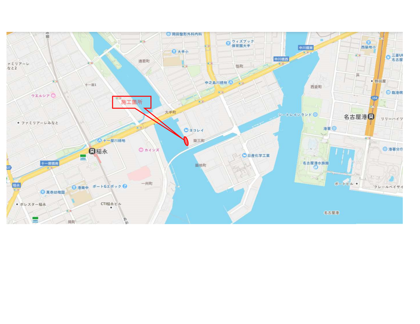 中川運河護岸改良工事(その4) 工事場所